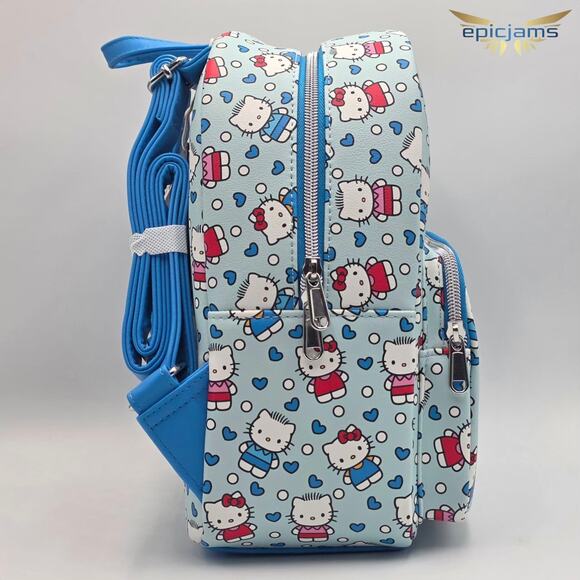 Loungefly Hello Kitty And Dear Daniel Allover Print Blue Mini Backpack Bag New - Picture 4 of 5
